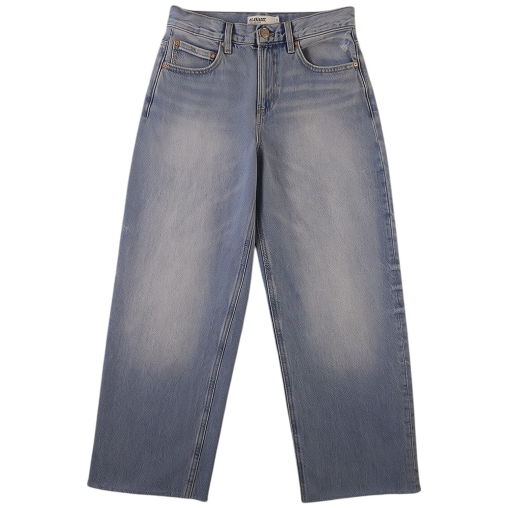Garage Denim Jeans Womens 1 25 Blue Low‎ Rise Baggy Raw Hem Cotton Denim Boho